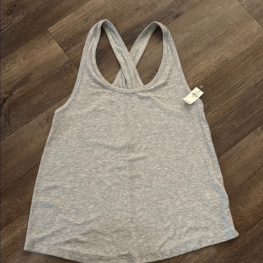 Aerie Gray Racerback Tank Top with Crossed Straps